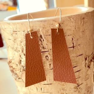 Unique faux leather drop earrings